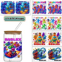 Game Series Cartoon Pattern Transfer Stickers Waterproof UV DTF Cup Mug Wraps Sticker DIY 3D Wrap Decal For 16oz Libbey Glass