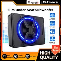 Podofo 10 Zoll Kompakter Auto-Subwoofer für unter den Sitz, 1200W, eingebauter Leistungsverstärker, Bassgehäuse, Komplettset mit passenden Audio-Verbindungskabeln