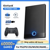 Super Console Retrobat Gaming HDD 60000+ Retro Video Games Emulators for PS2/PS1/PSP/DC/SS/MAME Plug and Play for PC Kid Gift