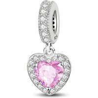 925 Sterling Silver Zircon Pendants Pink Series Love Heart Charms Beads Fit Original Pan Bracelet Bangles DIY Jewelry For Women