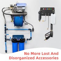 Pressure Washer Gun Holder Wall Mounted Seven-Color Nozzle Telescopic Rod Storage Rack Power Washer&Snow Foam Cannon Organizer