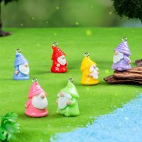 10pcs Multicolor Christmas Gnome & Santa Claus Resin Charms Miniature Elf Pendants with Hanging Hooks for DIY Jewelry Making