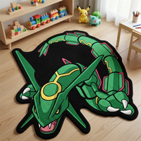 Pokemon Fußmatte Rayquaza Himmelsdrache Anime Teppich - 3D-Druck Weiche Rutschfeste Bodenmatte für Spielzimmer Schlafzimmer Dekoration