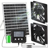 25W Solar Powered Exhaust Fan Kit For Chicken Coop With Battery, Solar Exhaust Fan For Shed, Greenhouse, Dog House, 3 Modes Cont