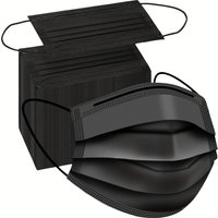 Thickened Black Disposable Protective Mask - 3-Layer Breathable and Comfortable, with Adjustable Ear Loops and a Secure Nose Pad - Affordable for Home Use, Can Be Purchased in Bulk, Ideal for Outdoor