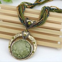 Bohemian Multilayer Necklace Vintage Beads Chain with Crystal Pendant Free-spirited Fashion Jewelry for Women Gift