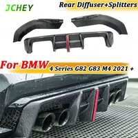 for BMW 4 Series G82 G83 M4 2021 + Dry Carbon Fiber Rear Bumper Lip Diffuser With LED and Side Splitters Body kits Accessories
