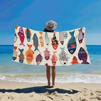 Vibrant Cute Fish Print Beach Towel Patterned Sunscreen And Windproof Suitable For Swimming Pool Camping Travel Blanket