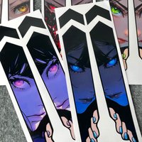 1set JDM Anime Girl Peeking Waterproof Stickers Dark Trendy for Off-road MTB E-scooter Fork Car Window Decor