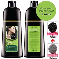 Mokeru 2pc/Lot Noni Fruit Herbal Black Shampoo Magic Fast Mokeru Hair Dye Shampoo For Women Permanent Black Hair Dyeing Shampoo