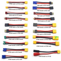 XT30 XT60 XT90 EC5 EC3 XT TPX MPX T Plug Female to Male Adapter Charge Connector 10cm Connector for RC Lipo Battery Parts DIY