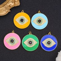 Juya Handmade 18K Gold Plated Enamel Creative Hamsa Fatima Greek Evil Eye Charms For DIY Turkish Talisman Pendant Jewelry Making