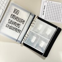 Sharkbang A5 100 Days Envelope Saving Challenge,100 Pockets Number Binder Refill Sleeves,Cash Budget Bandage PP Notebook Set