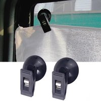 4Pcs Car Interior Window Clip Mount Black Suction Cap Clip Plastic Sucker Removable Holder For Sunshade Curtain Towel Ticket