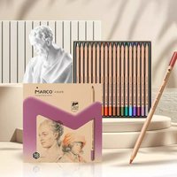 MARCO 18 Colors Colored Charcoal Pencils Set High-Purity Charcoal Powder Easy To Color 4mm Thickened Lead Linden Wood Barrel