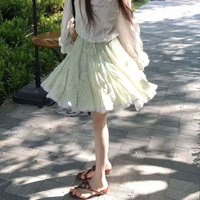 Stylish Folds Lace Spliced Broken Flowers Mini Skirts Women's Clothing A-Line Summer Mori Girl Style Printed High Waist Skirts