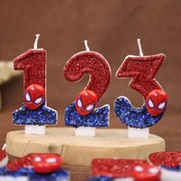 Birthday 0-9 Number Candles Funny Spider-Man Theme Birthday Candles for Cake Red Blue Candle Cake Topper with Sequins