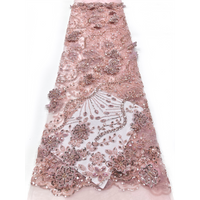 African Heavy 3D Beaded Net Lace Fabric French Bridal Sequins Luxury Nigerian Tulle Couture Materie for Wedding Dresses