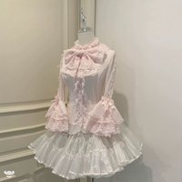Japanese Style Kawaii Bow Shirt Y2K Lolita Crop Tops Women Ruffle Slim Solid Tee Retro Cute Streetwear All Match Daily Tops