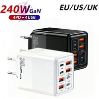 Ładowarka USB C 240W 8 w 1 Szybkie ładowanie Ładowarka do telefonu Zasilacz do iPhone Samsung Xiaomi Huawei Ładowarka ścienna z wtyczką EU/US/UK