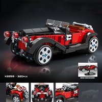 New DIY small particle building block toys, retro sports car building blocks, racing car puzzle ornaments, Christmas gifts