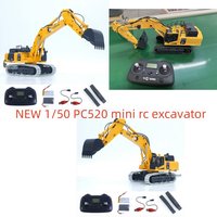 1/50 Mini RC Digger PC520 Electric Lifting Radio Control Excavator Engineering Vehicle Metal Tracks Lights Sound Toys for Adults