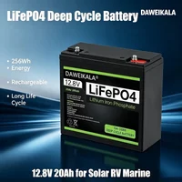 DAWEIKALA 12,8V 20Ah LiFePO4 Deep-Cycle-Batterie 256Wh Lithium-Eisenphosphat-Akku mit integriertem Schutz, seriell & parallel anschließbar, geeignet für Solarsysteme, Yachten, Camping und