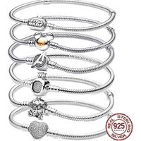 100% S925 sterling silver crown heart snake bone bracelet, women's birthday jewelry gift