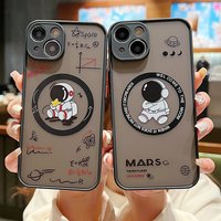 Cartoon Astronaut For Magsafe Wireless Charger Case For iPhone 17e 16e 17 16 14 13 12 15 Pro Max Plus 11 Matte Hard Phone Cover