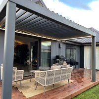 Motorised Louvered Pergola Bioclimatique Pavilion Aluminium Gazebo Garden Patio Covers with Remote Control with LED Lights
