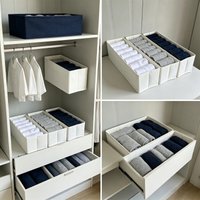 Underwear Socks Drawer Organizer Storage Bins, Long Rectangle Storage Basket for Organizing Shelf, Drawers - Low Storage Bin