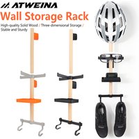 AliExpress NONE ATWEINA Bicycle Equipment Solid Wood Wall Storage Rack Riding Helmet Glasses Speedometer No-drill Display Hanging Rack