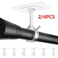 ⭐ 2/4pcs Heavy-Adhesive Ceiling Curtain Rod Brackets - No Drilling Installation, Adjustable Height, 1.2inch Diameter Rod Holders