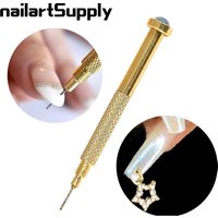Nail Art Hand Dangle Drill Hole Maker Dotting Pen Gold Dangle Charm Art Piercing Tool UV Gel Acrylic Tip Piercing Nail Art Tool