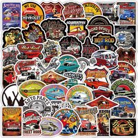 52 Pcs American Retro Car & Hot Rod Stickers - Waterproof Die-Cut Decor for Phone Cases, Notebooks & DIY Crafts Papery Pop Store