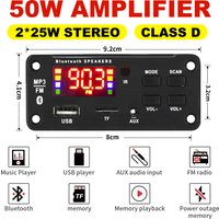 50W Amplifier Bluetooth 5.0 DIY MP3 WAV Decoder Board DC 12V Wireless Car USB MP3 Player TF Card Slot USB FM with Mic
