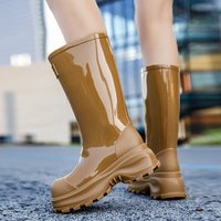 New Rain Boots Women Fashionable Outdoor Travel Water Shoes Thick-soled Heightening Rain Boots Non-slip Boots Adult Rubber Shoes