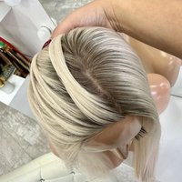 Natural Hairline Hair White Blonde Dark Root High Quality Synthetic Lace Wig Stright Long Free Part Hot Star Hair Rocker Costume