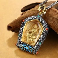 Vintage Guardian Buddha Rotate Bead Pendant Necklace For Women Jewelry Blessing Green Tara Necklace Male Amulet Accessories
