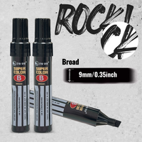 2-Pack Jumbo Broad Tip Black Marker Pens for Address & Identity Protection, Extra Wide Chisel Point, Fast-Drying Ink, High Cover