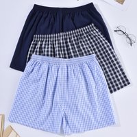 Sous-vêtements pour hommes boxeurs Shorts décontracté coton sommeil caleçon Homewear hommes flèche culotte rayé Plaid ample sous-vêtement confortable