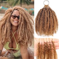 Afro Kinky Braiding Human Hair #30 Ginger Curly Knotless Pre-Separated Crochet Feather Hair Extensions Braiding Hair