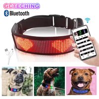App Bluetooth Adjustable Luminous LED Pet Collar Waterproof Light Up Safety Dog Accessories Collar Programmable USB Rechargeable
