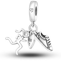 925 Sterling Silver Sneaker Charms Black White Enamel Sports Shoe Beads Fit Bracelets Necklace Women Sport Jewelry Gift