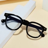 1Pc Men's Plain Glasses New Retro Round Frame Ultra-Light Rice Nail Design Trendy Decoration Suitable for Internet Use, Office W
