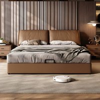 Modern Luxury Wooden Box Bedroom Furniture Soft Up-holstered Beds Super king Double Bed Frame comfort with Mattress Set Design