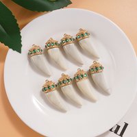 Luxe Tusk Charms 8-Piece DIY Accessory Ideal For Brunch Date Stylish Outfits To Add Bold Charm With Faux Ivory & Green Crystal