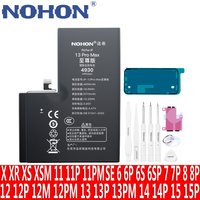 NOHON Battery for iPhone 6S 7 8 X XR XS 11 12 13 Mini 14 Pro 15 Promax Real High Capacity Replacement Bateria Warranty One Year