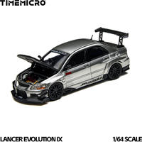 TimeMicro1:64 EVO 9 Silver Open Cover Version Simulation Alloy Car Model for Hobby&Collectibles&Display