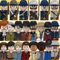 US Western Cowboy Military Building Blocks American Civil War Army Soldier Figures Infantry Cavalry Sheriff Guns DIY Bricks Toys